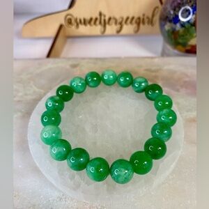 Apple Green Imperial Jade Round Bead Bracelet 10mm